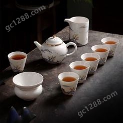 亮丽陶瓷 湖光山色茶具套组 中茶具定制批发