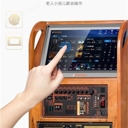 山水 SG7-15 大功率K歌带显示屏触屏广场舞音响点歌机实木箱