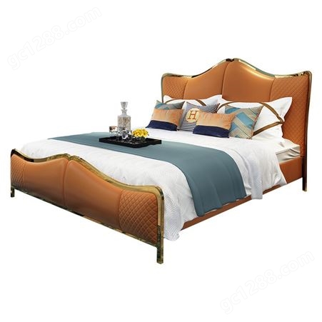 搏德森轻奢皮实木床美式现代简约双人床1.8主卧软床网红皮储物婚床家具厂家