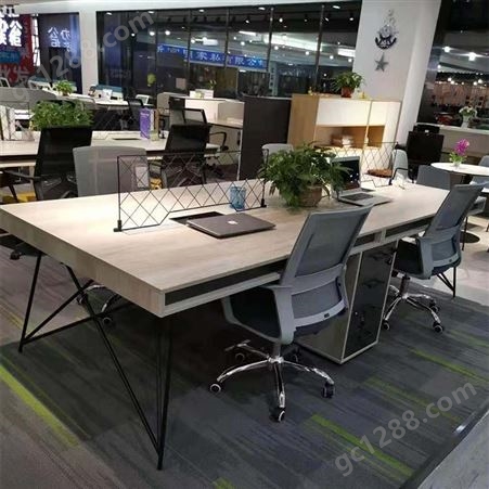 办公家具四人现代简约职员办公桌 钢木双人板式简易工位办公桌