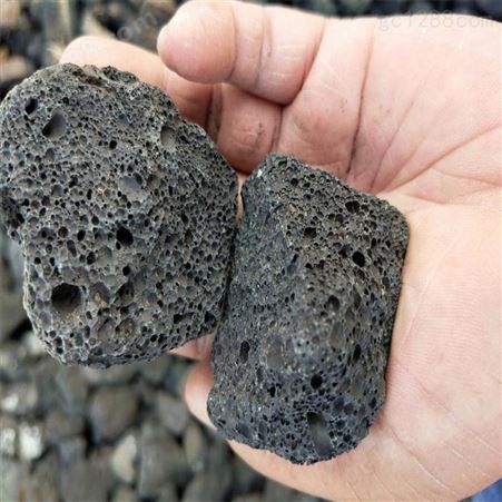 量大优惠2-4CM黑色火山石过滤材料烧烤碳园林造景无土栽培