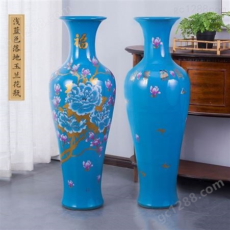 定做陶瓷器大花瓶 手绘青花山水落地装饰品摆件工厂